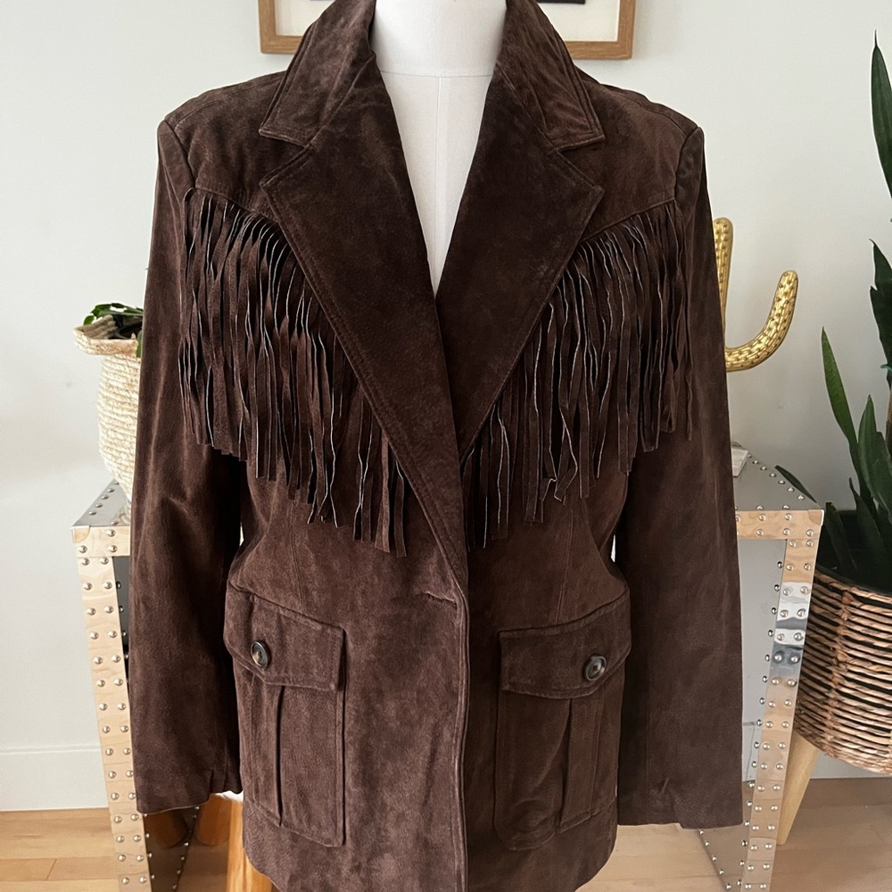Blank NYC Brown Fringe Blazer